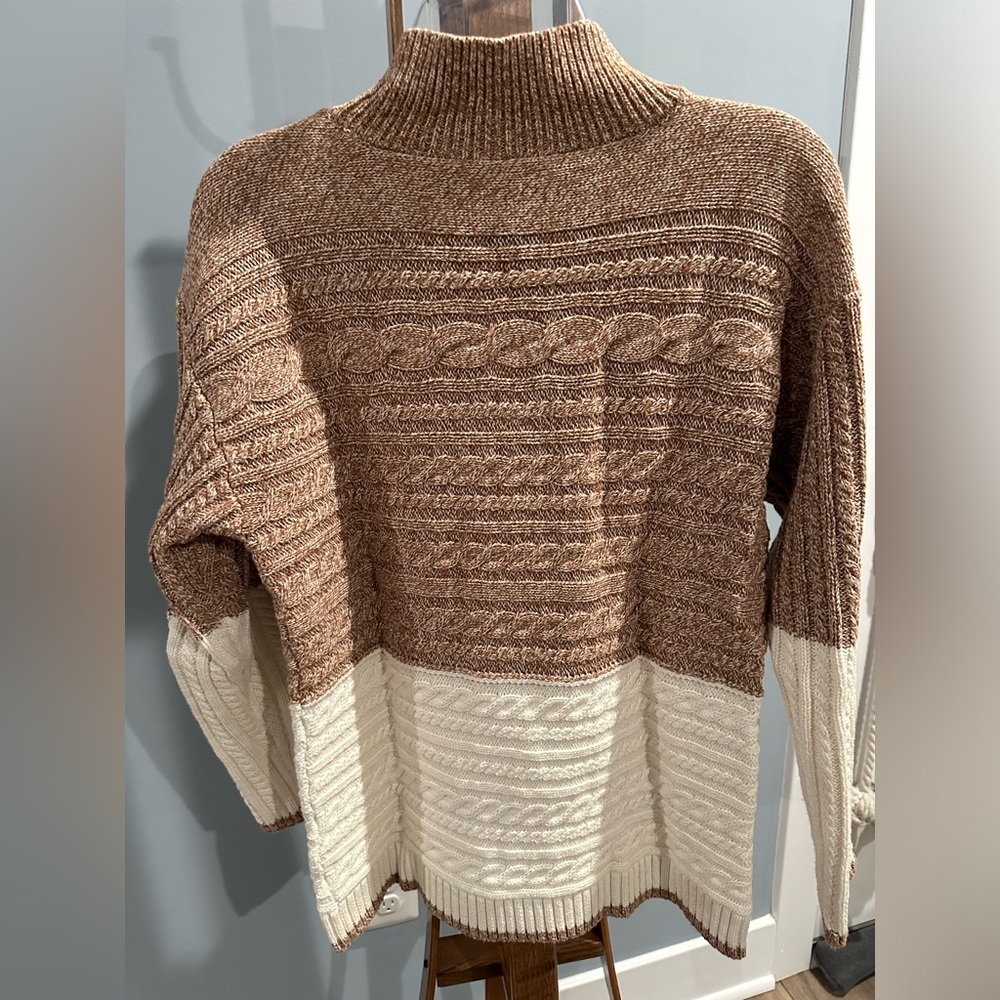 Talbots Brown and cream sweater